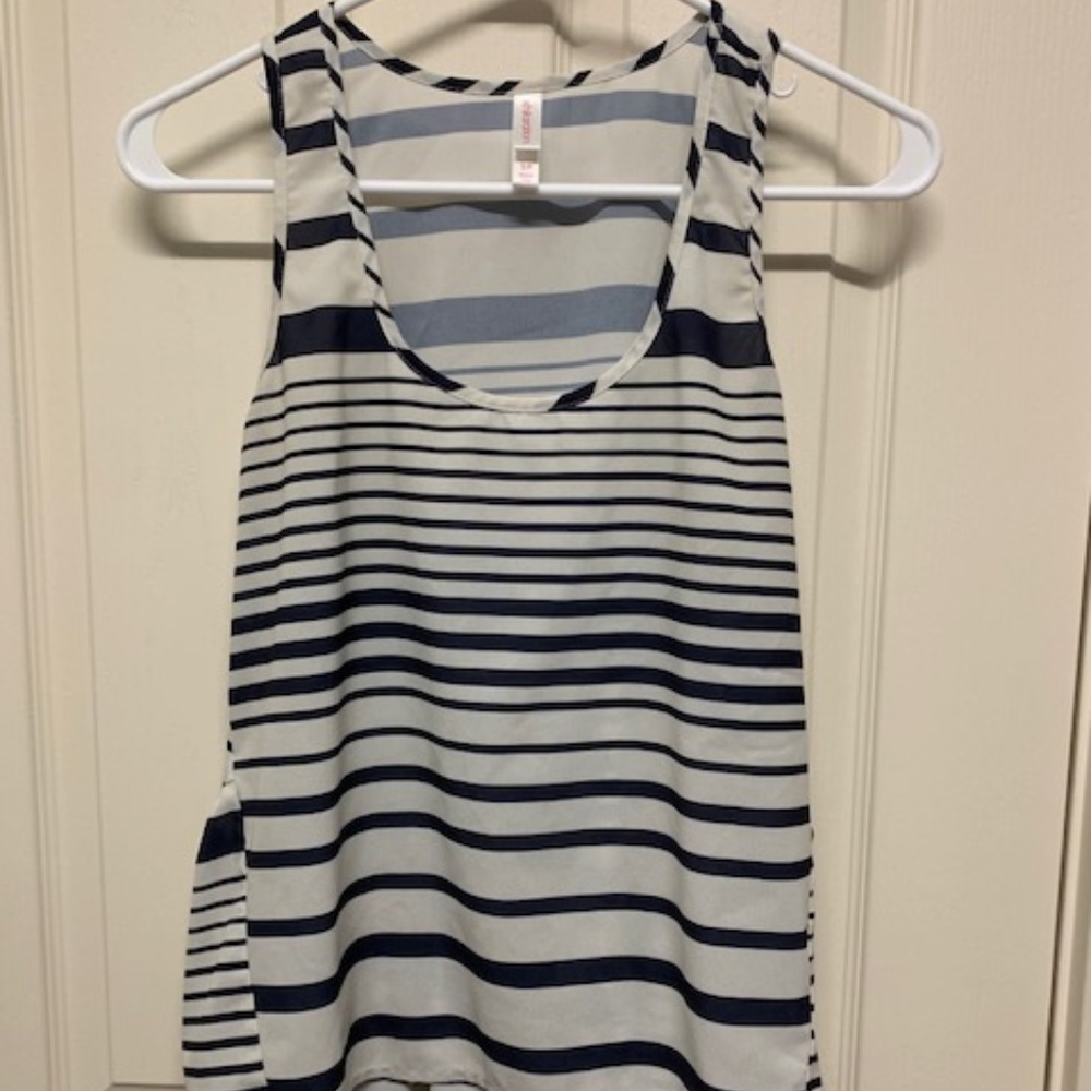 Navy and White Peplum Swing Tank